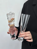 Yeknu  Crystal Glass Cup Cold Brew Coffee Cotail Beverage Juice Transparent Clear Small Waist Design Aesthetic Value High