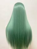 Yeknu  Mint Green Lace Front Wig for Women 26 Inch 13*4 Long Straight Lace Wigs Heat-resistant Synthetic Lace Wigs Natural for Cosplay