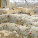 Yeknu  Korean Style Bedding Set with Pillowcase bed sheet Single Full Size Bed Linen Duvet Cover Set Queen/King Double Comforter Cover