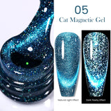 Yeknu  Gold Reflective Moonlight Gel Nail Polish Cat Magnetic Aurora Spar Glitter Semi-Permanant Varnish Nail Art Magnetic