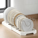 Yeknu  Expandable Kitchen Cabinet Pot Organizer Rack Multi-purpose Adjustable Divider Pans Frying Pan Holder Bowl Shelf