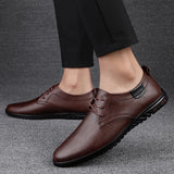 Yeknu  Summer New Business Soft Soled Shoes for Men Pointed Punching Breathable Casual Shoes Comfortable Wedding Shoes