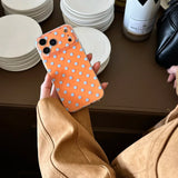 Yeknu  New fashion blue polka dot orange 17ProMax phone case for iPhone 14 15 16 17 Pro Max 13 17air cases lens protective cover soft