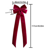 Yeknu  48x111cm Wreath Garland Burgundy Velvet Large Bow Single Loop Christmas Holiday Door Tree Ribbon Ornament Home Party Decoration
