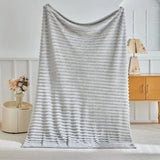 Yeknu  Ribbed Flannel Blanket Double Sided Thickened Nap Blanket Winter Throw Blanket Sofa Blanket Hemmed Blanket