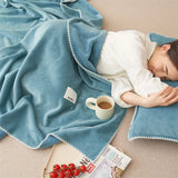 Yeknu solid color waffle double-layer composite blanket, soft waxy stroking cats blanket summer quilt air-conditioning blanket