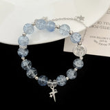 Moonlight Crystal Bracelet Opal Sea Blue Treasure Light Luxury Elastic Bracelet for Girls Women Fashion Gift Jewelry Accessories