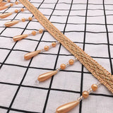 Yeknu  12M Curtain Beads Lace Tassel DIY Curtain Mantle Head Decor Accessories Imitation Pearl Beaded Fringe Lace Trim Upholstery