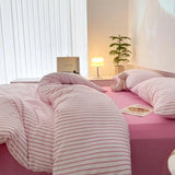 Yeknu  Blue Strip Duvet Cover Twin Full Queen 4Pcs Vertical Striped Microfiber Soft and Lightweight Comforter Cover Sheet Pillowcases