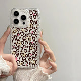 Yeknu  Heart-Shaped Leopard Print Phone Case For iPhone 16 Pro Max 17 Pro 13 16 14 15 17 12 Air 11 Shockproof Funda Cover Transparent