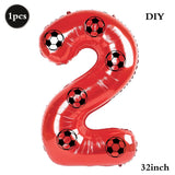 Yeknu  Soccer Birthday Party Decoration Multi Color Number 7 Balloon 32Inch 1 2 3 4 5 6 7 8 9 Digit Football Balloon Large Figure Golob