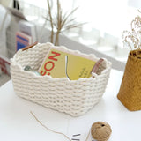 Yeknu  Woven Storage Basket, Nordic Style Dressing Table,torage Cotton Rope Storage Basket, Wardrobe Cotton Rope Weaving