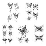 Yeknu  5pcs Butterfly Line Art Waterproof Temporary Tattoo for Shoulder and Arm, Lasting 1-2 Weeks,  Semi-Permanent Fake Tattoo