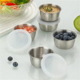 Yeknu  304 Stainless Steel Sauce Seasoning Container 40ml Sauce Cup Silicone Cover Leak-proof Salad Dipping Dish Small Storage Box