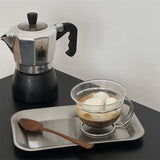 Yeknu  Creative Stainless Steel Stand Coffee Cup Glass Heat-resistant Fair Tea SetinsTrendy Bauhaus Retro Cup