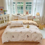 Yeknu  Floral Printed Duvet Cover 1Piece- 100% Cotton Luxury Bedding, Pre-Washed for Softness, for Bedroom Decor - Zipper Closure