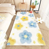 Yeknu  French-Style Fresh and Delicate Rug Home Bedroom Short Pile Rectangular Bedside Rug Stain-Resistant Cream-Colored Rug