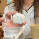 Yeknu  Coffee Brown Polka Dot Label Suitable For Airpodspro2 Headphone Cover Apple Airpods4 Anti Drop Protective Cover