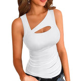 Yeknu  Summer Fashion Sexy Basic Sleeveless T-shirt Women Clothing Europe America Hollow Out Solid Tanks Lady Chic Hottie Y2k Tops