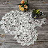 Yeknu  Luxury White Round Embroidered Tablecloth Coffee Coaster Cotton Napkin Lace Kitchen Placemat Wedding Decoration