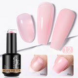 Yeknu  15ml Nude Pink Quick Construction Gel Jelly Color Semi Transparent Gel Nail Polish Rubber Base Soak Off UV LED Gel