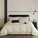 Yeknu  3 Line Embroidery Duvet Cover and 2Pillow Shams Set with Zipper Closure 100%Cotton 600 TC Premium Quality Ultra Soft Bedding set