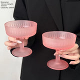 Yeknu  Pink Drill Patterned Glass Ice Cr Cup Dert Glass Sculpted Design Single Layer Universal Cup Nordic Sle 200ml Capaci