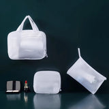 Yeknu  Minimalist Style Travel White EVA Mesh Cloth Cosmetic Bag Combination Bag Waterproof Toiletry Bag Travel Storage Makeup Bags