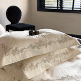 Yeknu Elegant Flowers Embroidery Luxury Bedding Set Queen King 100S Egyptian Cotton Home Textile Bed Sheet Pillowcase Quilt Cover Set