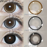 Yeknu  2PCS Color Contact Lenses (Pearl Series) Brown Natural Lenses Gray High Quality Eye Contacts 14.5mm Big Pupil Beauty Lense