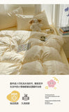 Yeknu 2025 new class A aerobic knitted cotton printing small fresh four-piece set, bed sheet, bed hat four-piece set
