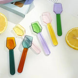 Yeknu  Color Glass Spoon Dessert Ice Cream Salad Handled Spoon Coffee Soup Stirring Spoon High boric acid heat and cold resistanc