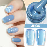 Yeknu  10ml Jelly Nude Gel Nail Polish Crystal Translucent Coffee Soak Off Semi-Permanent Varnish Base Top Coat Manicure