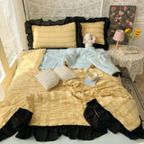 Yeknu  new seersucker chiffon lace washed cotton summer cool quilt four-piece air conditioner quilt three-piece summer quilt set