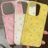 Yeknu  Ins Polka Dot Soft Ultra Slim Case for iPhone 15 16 17 Pro Max 14 Plus Wave Point Pattern Shockproof TPU Cover for iPhone 17Pro