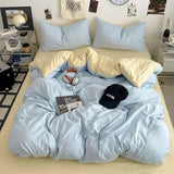 Yeknu  new class A can sleep naked washed cotton solid color sheets student dormitory simple double-spell four-piece bedding