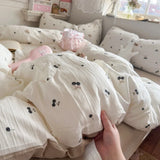 Yeknu  new aerobic three-layer yarn printing four-piece set skin-friendly and soft four-piece set of bedding in student dormitory