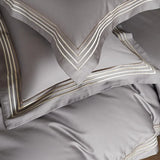 Yeknu  3 Line Embroidery Duvet Cover and 2Pillow Shams Set with Zipper Closure 100%Cotton 600 TC Premium Quality Ultra Soft Bedding set