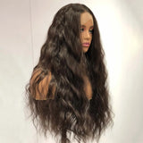 Yeknu  Dark Brown Wig Natural Wavy Synthetic Hair 13X4 Lace Front Wig Brunette Colored Deep Wave Long Curly Hair Frontal Wigs for Women