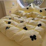 Yeknu  Duvet cover set (1*Duvet Cover + 2*Pillowcase, sheet), Butterfly knot yarn embroidery Bedding Set, Soft Comfortable