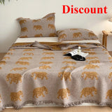 Yeknu  100% Cotton 4-Layer Gauze Fringe Blanket Spring Summer Soft Throw Blanket Multi-use Shawl Travel Blanket for Bed Sofa