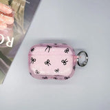 Yeknu  Cute bow printed transparent neon headphone case, colorful transparent shockproof headphone case, with keychain