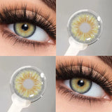 Yeknu  1Pair New Myopia Colorld Contact Lenses With Degree Cleopatra Series 2.0 Lenses Natural Brown Big Eyes Gray Contacts