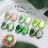 Yeknu  10ml Green Endless Summer Cat Magnetic Gel Nail Polish  Glass Bead Shadowstar Bamboo Soak Off UV Nail Art Varnish