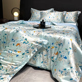 Yeknu  new high-end luxury silky Sleeping naked digital printing washed silk style Bedding Set Duvet Cover Bed Sheet Pillowcases