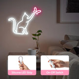 Yeknu  LED Cat Butterfly Neon Signs Lights USB Operated 3D Wall Art Home Decor Hanging Signs Lamp for Living Room Bedroom Gifts Kids