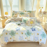 Yeknu  New Cotton Printed Bedding Set Sweet Cozy Sleep Naked Fitted Sheet Sets Single Double Queen Textile Supplies for Adults