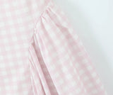 Yeknu  Jastie Lace Up Bandage Plaid Sling Dress Women Elegant Square Neck Low Waist A-line Midi Summer Dresses Holiday Party Robe