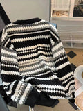 Yeknu  Women's Striped Pullover Cashmere Sweater Harajuku Korean Y2k Long Sleeves O-Neck Cashmere Sweaters Jumper Vintage 2000s Clothes