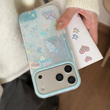 Yeknu  Blue Ocean Jellyfish Glitter Soft Protective Back Cover Phone Case for iPhone 13 14 15 16 17 Pro Max 17Air Glossy Fish Case